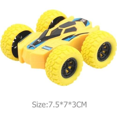 Hot ABS Anti-Shatter Toy Car Baby Car Safety Crashworthiness and Fall Resistance Model Rotating Double-Side Stunt Car 7.5X7X3CM