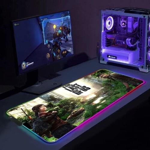 THE LAST OF US Non-Slip LED Light Large Gaming Mouse Pad RGB Glowing Keyboard Laptop Mat Cool Mouse Pad Gamers Mice Backlight