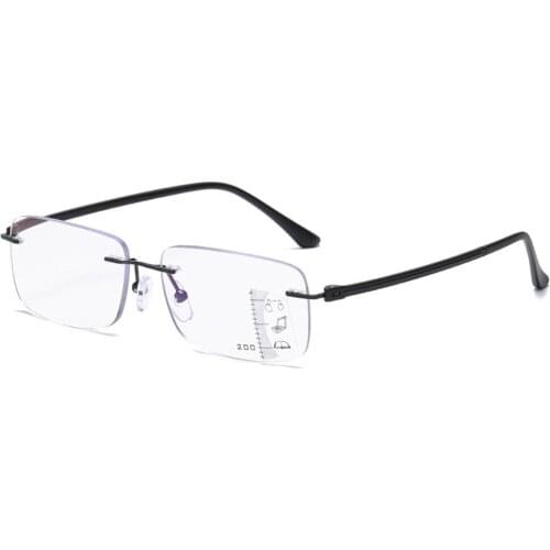 Progressive Multifocus Reading Glasses Women Men See Near and Far Ultralight Rimless Resin Frame Anti Blu Anti Fatigue 1 2 to 4