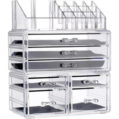 Big Capacity Clear Acrylic Makeup Organizer Desktop Cosmetic Drawer Storage Box Lipstick Holder Perfume Organizer Jewelry Box