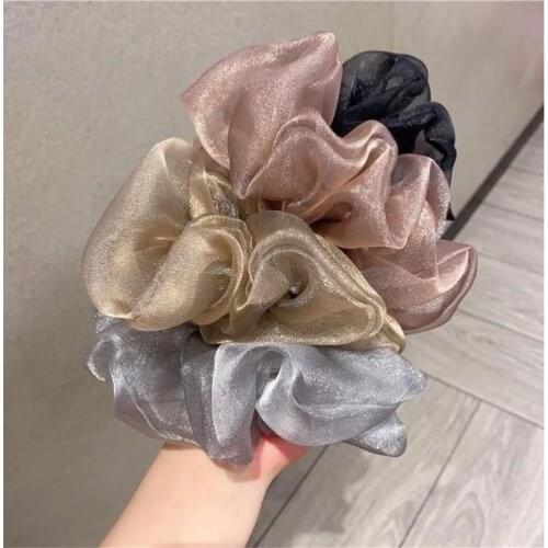 Korean Version Net Yarn Hairband Women Retro Elastic Large Intestine Circle Girl Tie Ponytail Hair Rope Fashion Hair Accessories