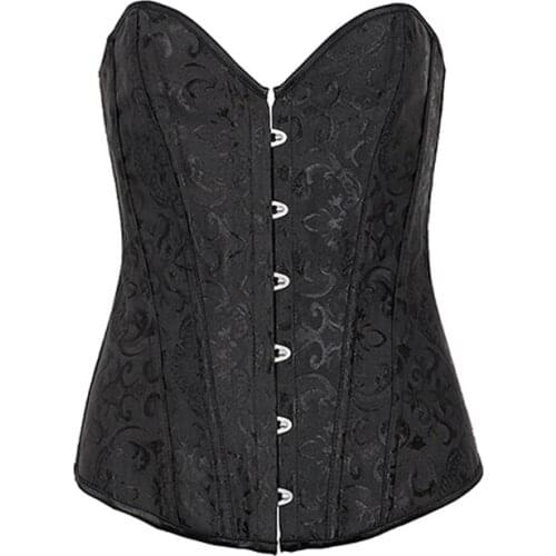 Sexy Corset Underbust Print Bustiers Slimming Belt Body Shaper Steel Bone Overbust Waist Women Costumes Black Plus Size XS-2XL