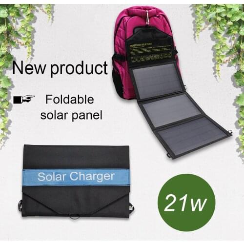 21w foldable solar charger car battery charger with 5v dual USB port for tablet smartphone travel