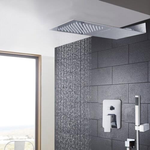 KEMAIDI Bathroom 3 Function Chrome Finish Bath Shower Mixer Faucet Set Single Handle Waterfall Rain Shower Set Faucets