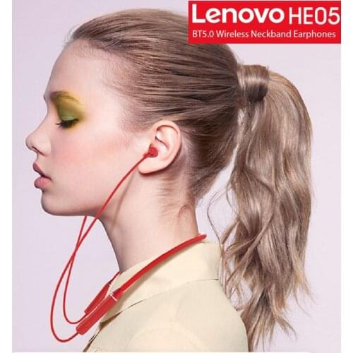 Neckband Running Sports Earphone HE05 Neck Hanging Original Lenovo Bluetooth 5.0 Wireless Magnetic Earplug Noise Canceling Gift