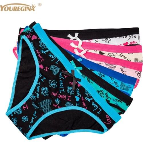 Woman Underwear Cotton Sexy Panties Briefs I LOVE YOU Print Cute Ladies Girls Knickers Intimates for Women 6 pcs/lot