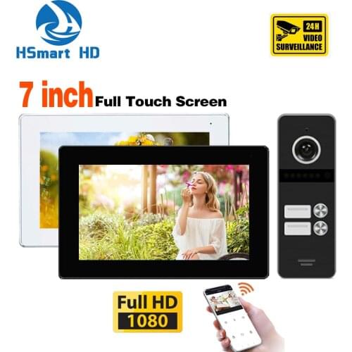 Tuya smart 7 Inch Wireless Wifi Smart IP Video Doorbell Intercom System 2 Touch Screen Monitor App Remote Unlock For Apartment