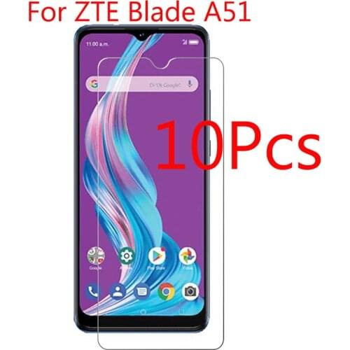 10Pcs 2.5D Full Glue 9H Tempered Glass For ZTE Blade A51 Protective Film Screen Protector On The For ZTE Blade A51 Guard