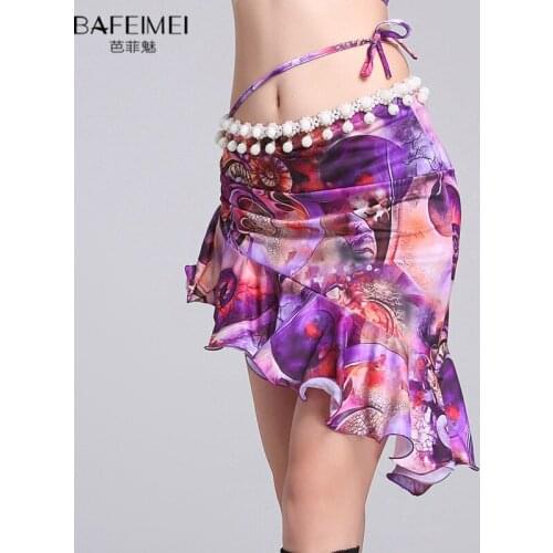 Lady Belly Dance Skirt Female Training Uniform Milk Silk Printed Wave Skirt Female Sumba Lumba Dancing Costumes Uniform D-0056