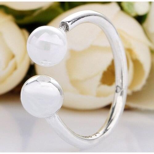Original Contemporary Pearl Open Rings For Women 925 Sterling Silver Ring Wedding Party Gift Fine Jewelry