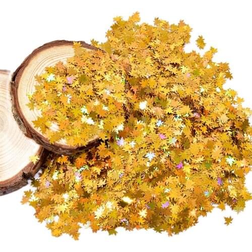10G/Bag Holographic Iridescent Nail Sequins 3D DIY Manicure Tips Maple Leaf Design Glitter Powder 12 Colors