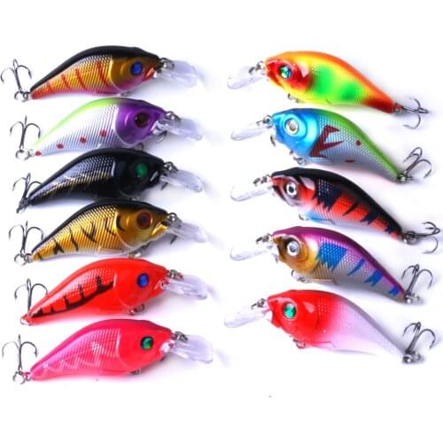 11pcs 7.5cm 10.2g Hard VIB Lures Fishing Minnow Bait Treble Hooks Sinking Crankbait Wobblers Fishing Tackle 3D Eyes