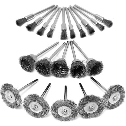 20pcs/set Steel Wire Wheel Polishing Pad Brushes for Rotary Grinder Accessories Mini Tool