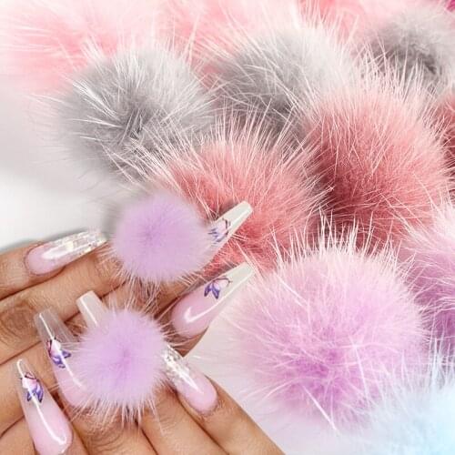 6/10/24Pcs Nail Pom Pons 12Colors Trendy Charms Puffy Ball Fluffy Kit Manicure Jewelry Magnet Detachable Nail Colorful Supplies