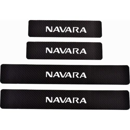 4PCs Carbon Fiber Pu leather Door Threshold Guard For Nissan Navara Car Door Sill Scuff Plate Protector Car Accessories
