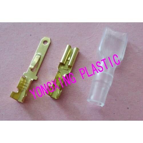 400piece/lot motorcycle termial kits 2.8 male and female insulated terminal brass color block sleeves