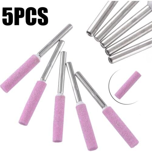 5Pcs 3/16" 4.8mm Plain Cylindrical Chainsaw Sharpener Burr Chain Saw Grinding Stone File Abrasive Tools
