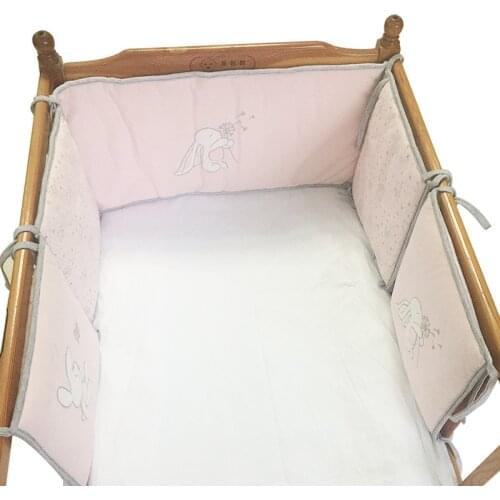 5Pcs Baby Bed Bumper In The Crib Rabbit Flowers Baby Bedding Bumper Bed Breathable Crib Bumper for Baby Girls Boys