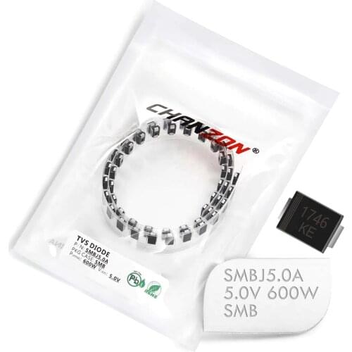 50 Pcs) SMD TVS Diodes SMBJ5.0A SMBJ5.0 600W 5V SMB (DO-214AA) Unidirectional Channel 600 Watt 5 Volt