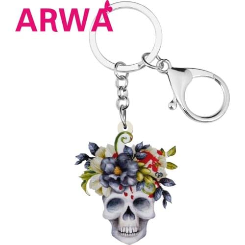 ARWA Acrylic Halloween Flower Skull Keychains Key Ring Trousers Wallet Cars Purse Jewelry For Women Girl Kids Funny Gift Charms