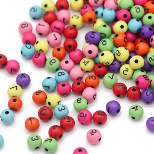 8MM Acrylic Round Beads Digital Number Mixed Loose Spacer Beads For Jewelry Making DIY Handmade Necklace Bracelet Accessories