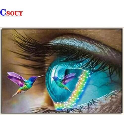 Brids Diy Diamond Painting Green Eye Diamond Mosaic Drawing Full Square Round Drill Diamond Embroidery Cross Stitch Home Decor