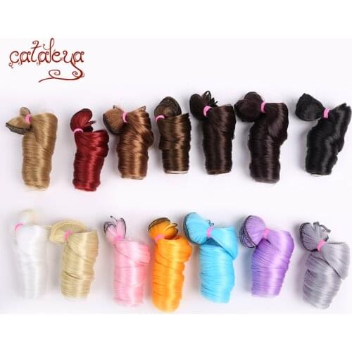 Cataleya Curly Black Brown Silver Multicolor Color 15*100cm 30*100cm wigs SD BJD Hair For Dolls DIY