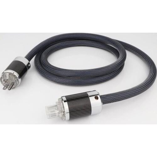 0.5M-2M OCC Silver plated audio power AC cords power cable with carbon fiber EU Schuko version power plug