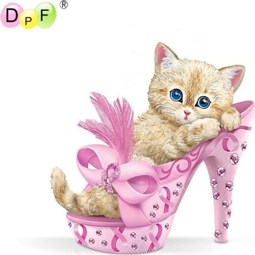 DPF 5D Round full Diamond painting Cross Stitch High heels cat diamond Mosaic Diamond Embroidery Needlework home decor crafts