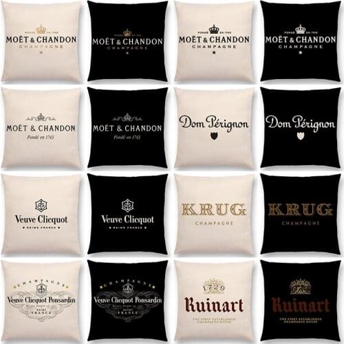 Double Black White Linen Cushion Cover Luxury Decoration Pillow Case Printed Letters Hotel Family Sofa Super soft Cushion Cover