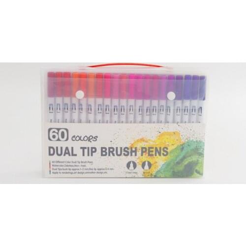 60 color double-headed watercolor pen mark pen hook pen brush pen black pole white pole