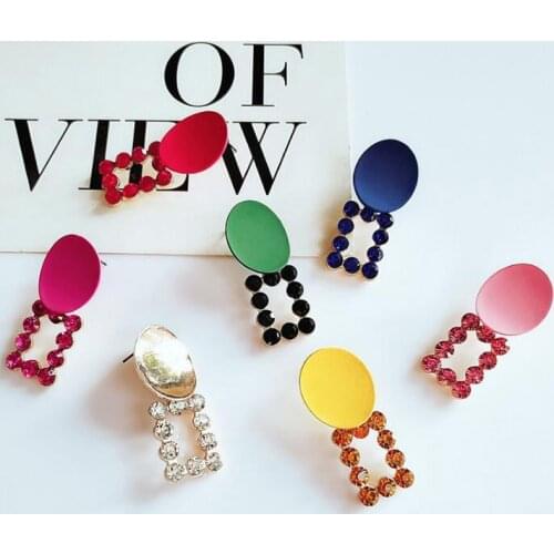 Exknl Crystal Tassel Big Earrings Women Long Square Party Shiny Korean Boho Drop Hanging Dangle Earrings Fashion Accessories