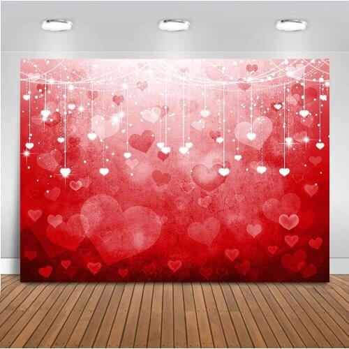 Valentine backdrop for photography red heart portrait background for photo booth studio February 14 gliiter love photo backdrops