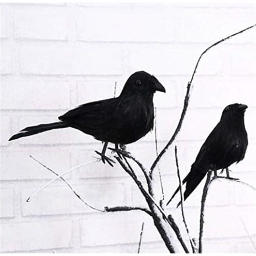 Simulation Black Crow Animal Model Artificial Crow Black Bird Raven Prop Scary Decoration For Party Supplies