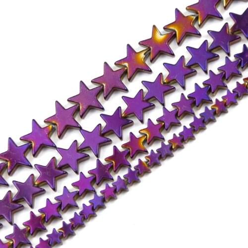 JHNBY Purple Five-Pointed Star Hematite Natural Stone 4/6/8/10mm Spacers Loose Beads For Jewelry Making Diy Bracelets necklace
