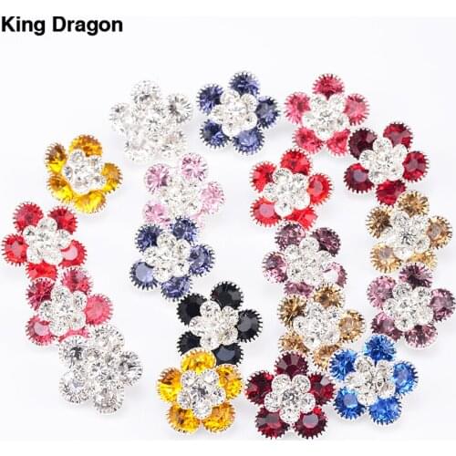 King Dragon Rhinestone Button Used On Garment Decoration 22MM 10PCS/Lot Silver Color Shank Back KD592