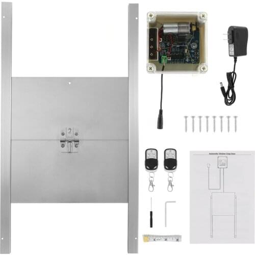 Automatic Chicken Coop Door Opener Kit with Timer/Light Sensor Switch Self-Locking Chicken Goose Ducks Coop Gate Metal Door CE