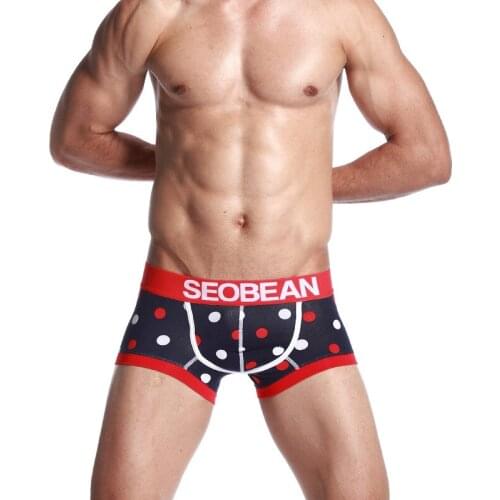 Hot!brand SEOBEAN Fashion cotton boxers mens gay underwear printing underpants mens boxer shorts circle point boxers wholesale