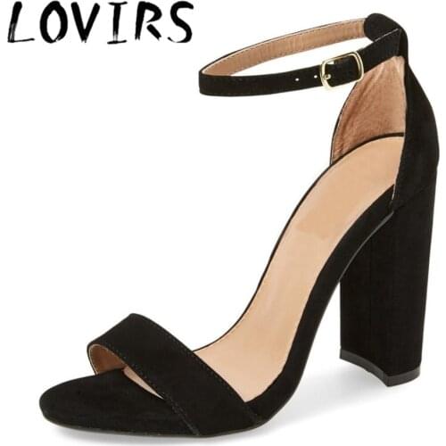 LOVIRS Womens Open Toe Cover Heel Chunky High Heel 9cm Sandals Ankle Strap Leisure Fashion Basic Sandal Dress Shoes