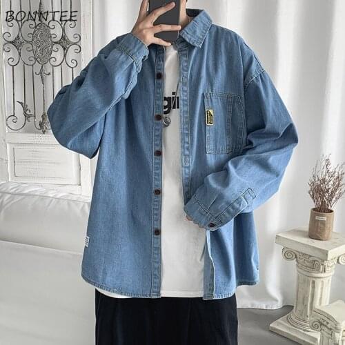 Trendy Denim Jackets Men Simple Japanese Stylish Vintage Thin Coats Retro All-match Casual Loose Ulzzang BF Teens Safari Style