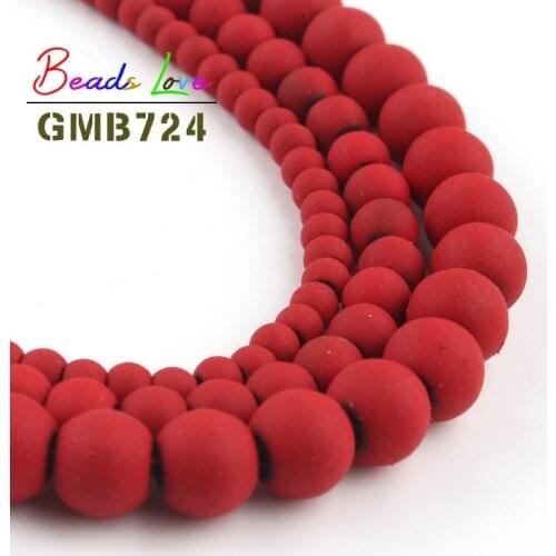 Wholesale Round Red Rubber Hematite Beads Natural Stone for Jewelry Making Needlework Diy Bracelet Jewellery 4/6/8mm 15 Inch