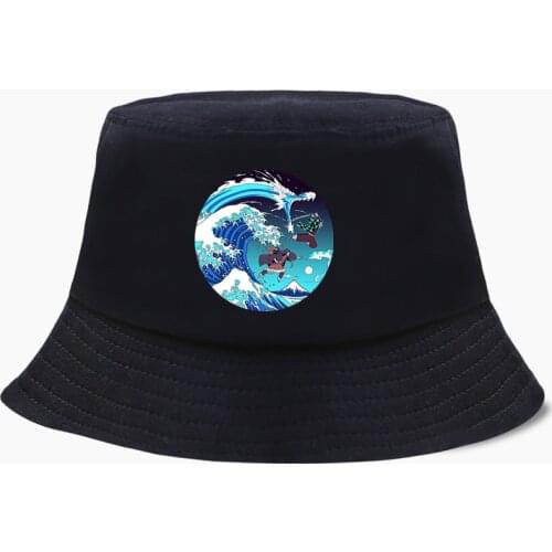 Japan Anime Demon Slayer Kimetsu No Yaiba Panama Bucket Hat Women Fishing Hats Bob Fisherman Cap Cotton Outdoor Sunscreen Caps