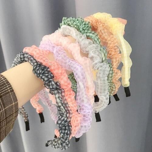 Color Lattice Heandbands Rubber Bands for Hair Elastic Band Fashion Korean Sheer Yarn Headwear Hairbands Womens Hair Accessories
