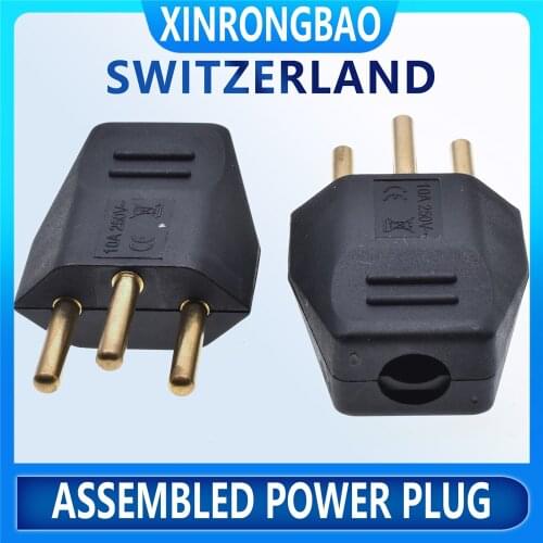 Pure Copper Power Cord Plug 250V 10A Brazil Standard Electrician Assembly Power Plug Detachable Wiring Plug Switzerland CE Rohs