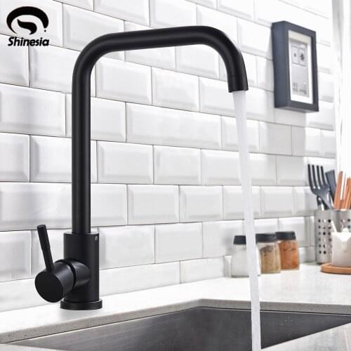 Shinesia Matte Black Kitchen Faucet Free Swivel Spout Mixer Tap Sink Faucet 360 Rotation Kitchen Faucets Water Mixer Water Tap