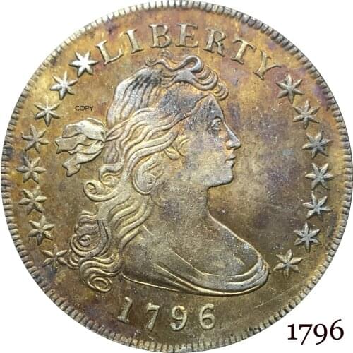 United States Of America Coin 1796 Liberty Draped Bust One Dollar Small Eagle Cupronickel Silver Plated Copy Coins