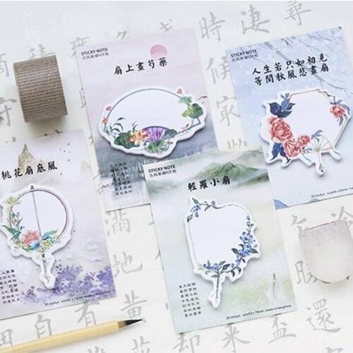 40packs Ancient China woman painting fan N times stickers student Tip stickers Portable Notepad Cute Memo Pad Leave message