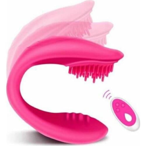 U Shape Double Head Vibrator Remote Control G-Spot Clit Massager Couples Adult