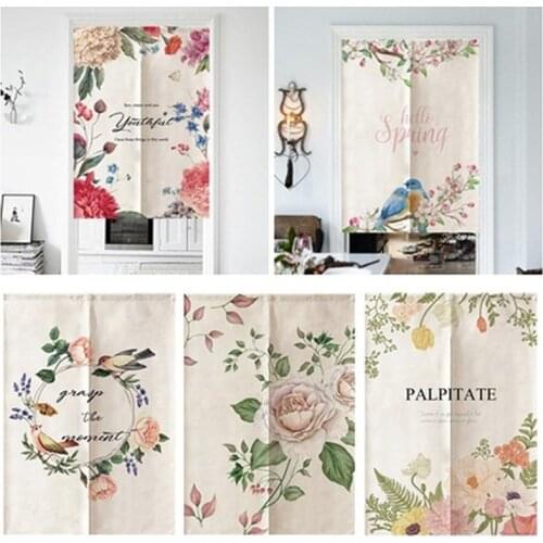 Pastoral Door Curtain Dust-proof Screen Door Decor Doorway Curtains Printing Room Divider for Restaurants Kitchen Home Decor