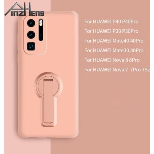 PINZHENG Protection Phone Case For Huawei P40 P30 Mate40 Mate30 Pro Nova 8 Nova 7 Cases Soft TPU Silicone Stand Protective Cover
